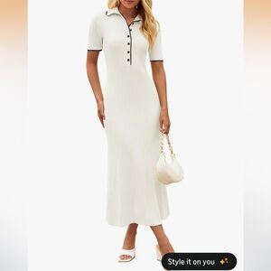 MEROKEETY White Sweater Maxi Dress